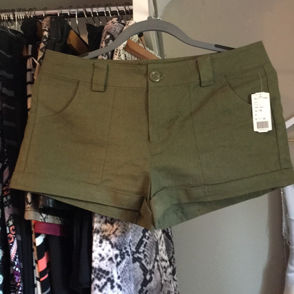 Rosio Olive Green Jean Shorts